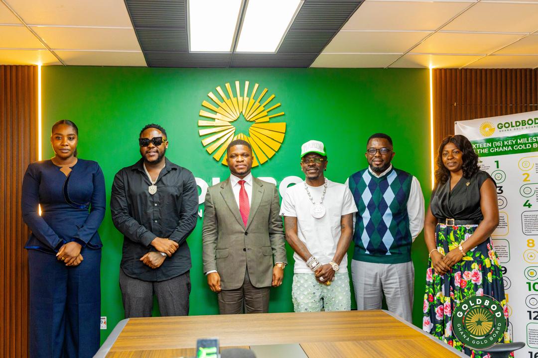 Shatta Wale, Medikal Pay Courtesy Call on GoldBod CEO to Explore Partnership on Value Addition